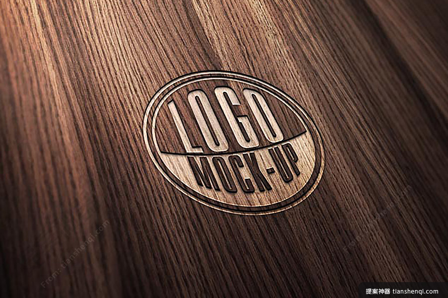 木质雕刻工艺logo样机素材