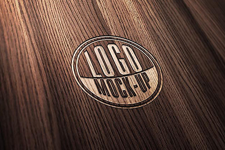 木质雕刻工艺logo样机素材
