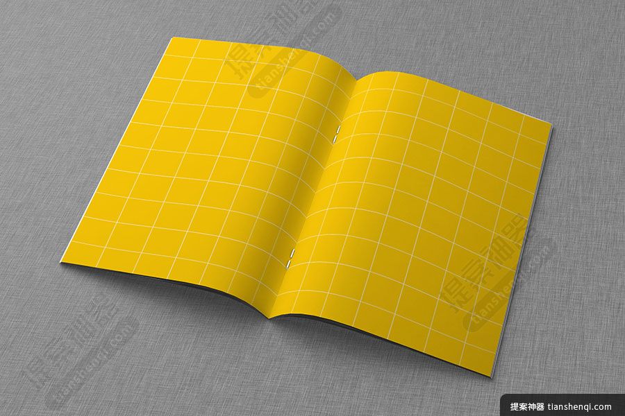 高清展开黄色纸张书页样机素材