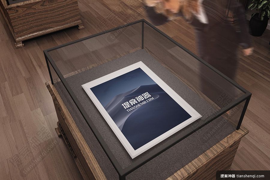 高清室内展览馆单张海报柜台展览样机形式素材