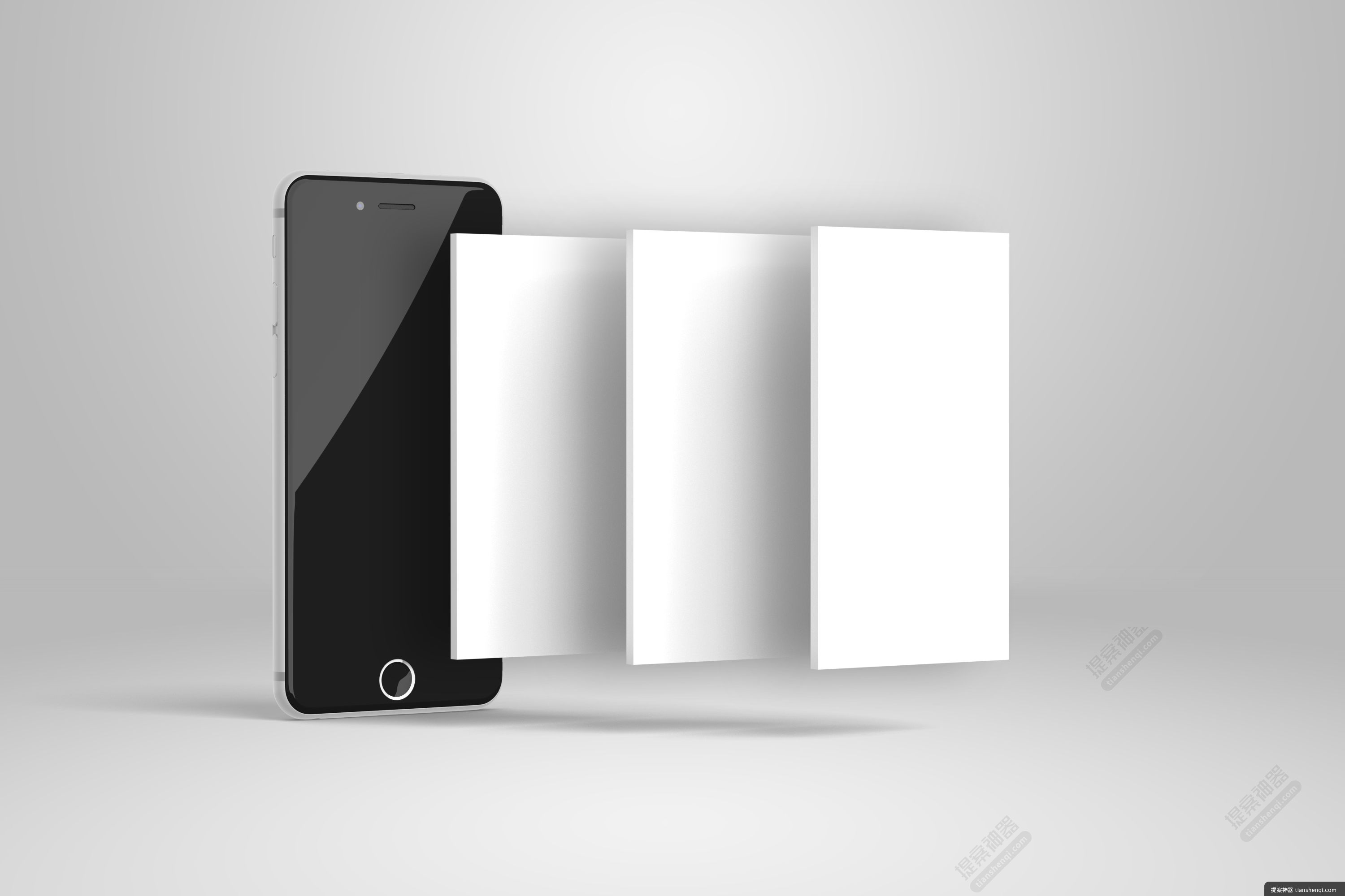 高清iPhone8 四屏切换手机UI效果展示页面样机素材