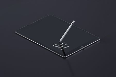 黑色简约iPadPro、iPadpencil场景样机素材