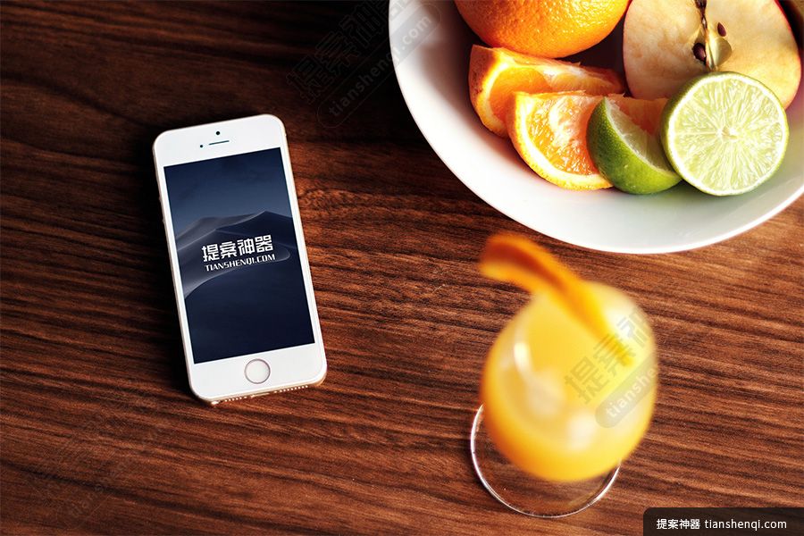 高清餐桌上水果盘白色iPhone6组合样机素材