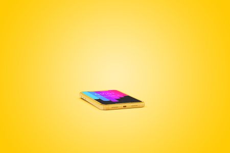 高清黄色背景iphoneX水平展示样机素材