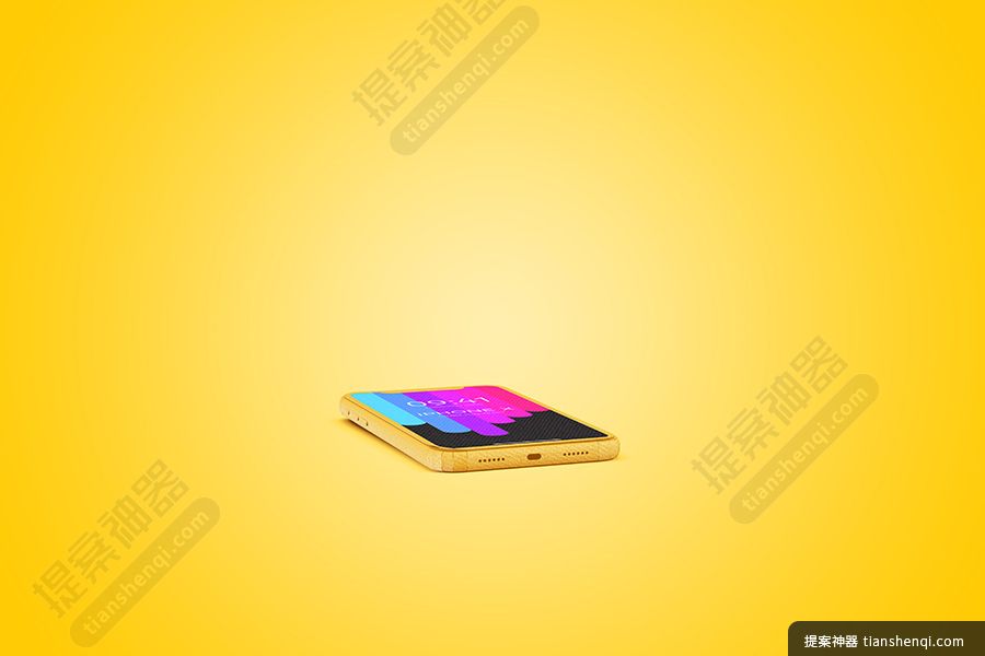 高清黄色背景iphoneX水平展示样机素材