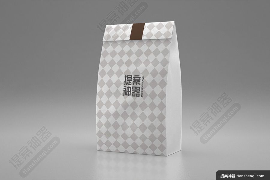 灰色背景高清单个正面立体纸袋包装样机素材