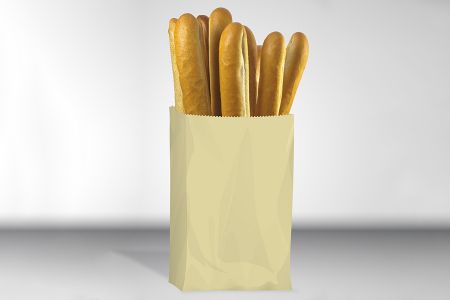 高清灰色背景长条面包袋包装样机素材