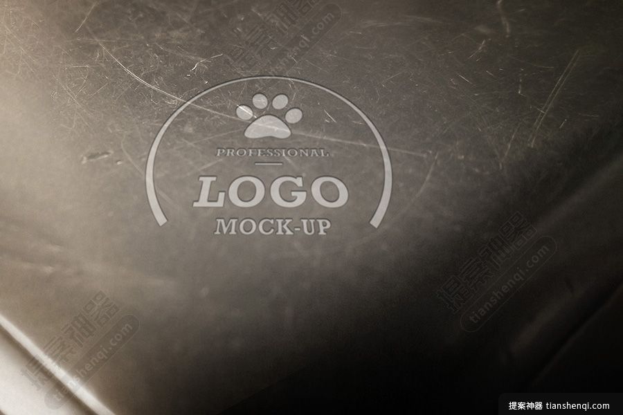 高清黑色亚克力表面凹印logo材质样机素材