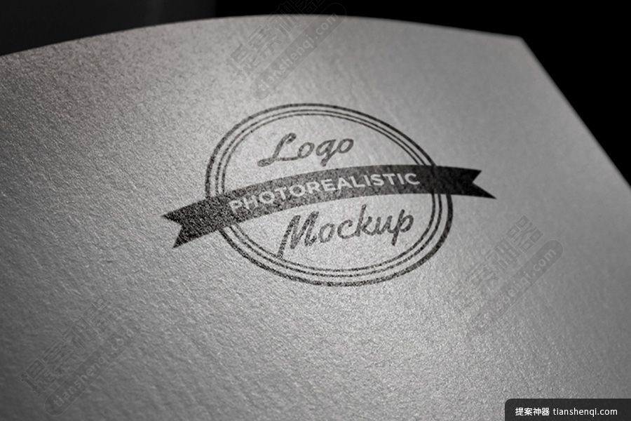 高清弯曲艺术纸张logo印刷样机素材