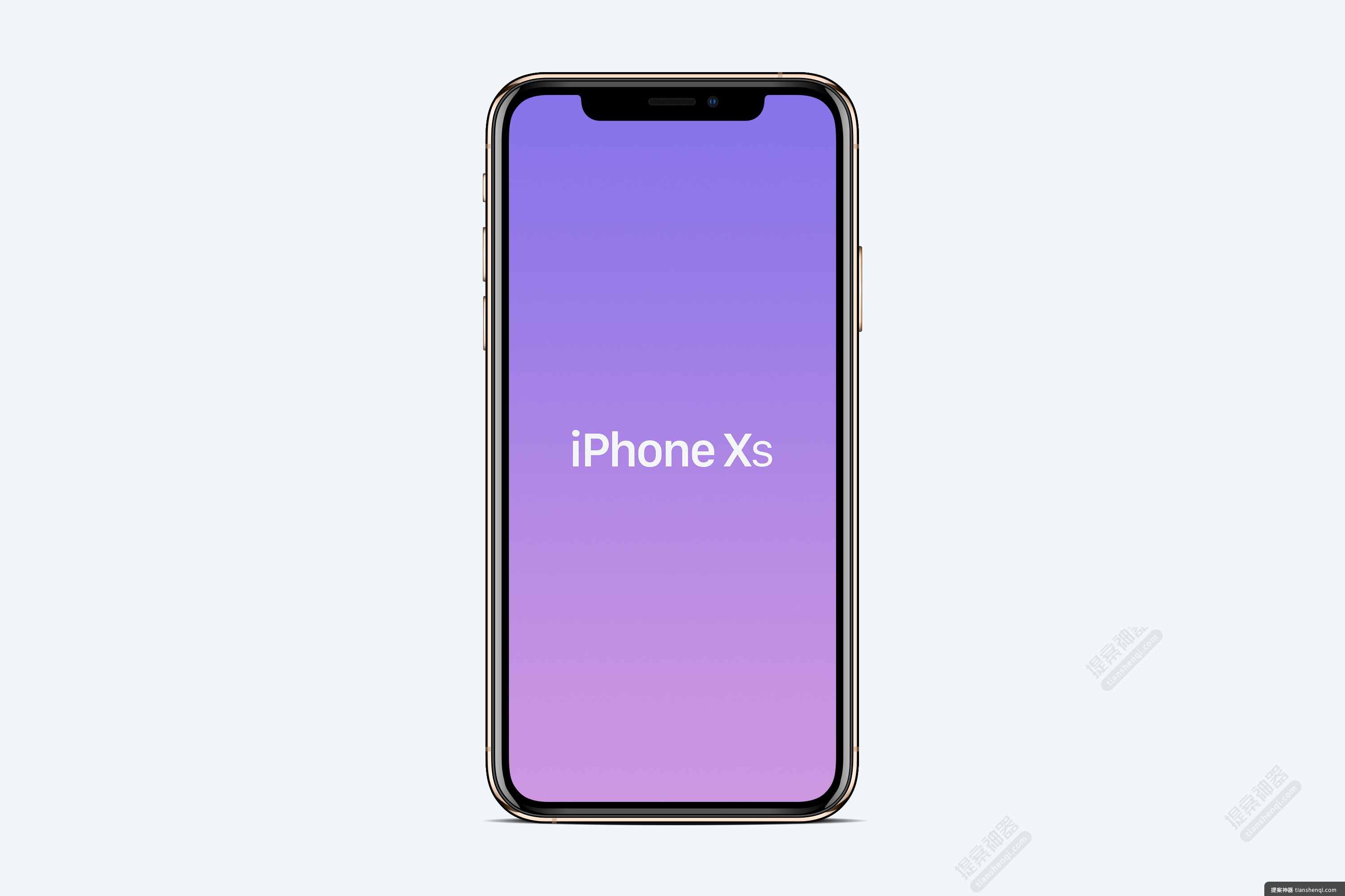 白色背景金色iPhone Xs屏幕可更换展示样机素材