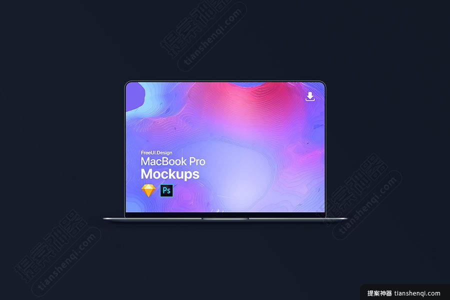 黑色背景Macbook-Pro屏幕细节展示样机贴图素材