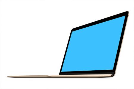 白色背景高清简单一台侧面Macbook屏幕可切换贴图样机素材