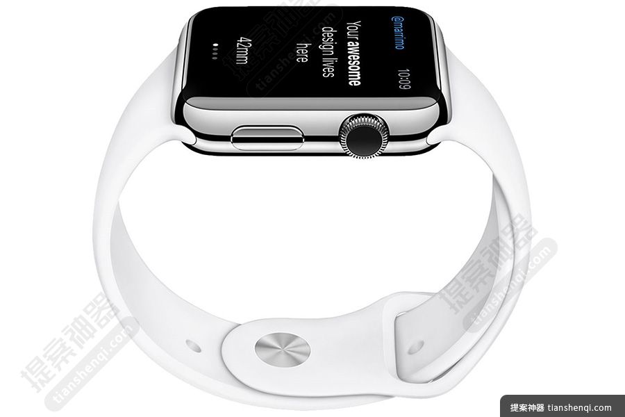白色背景高清正面AppleWatch屏幕可切换细节展示样机素材