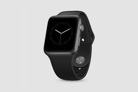 灰色背景黑色Watch立体展示屏幕细节样机素材