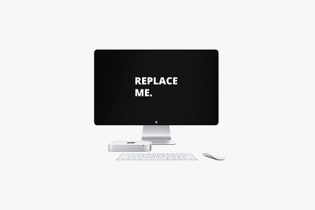 白色背景高清简单一台台式iMac屏幕贴图样机贴图素材