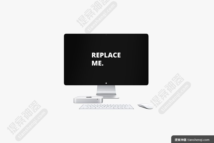 白色背景高清简单一台台式iMac屏幕贴图样机贴图素材