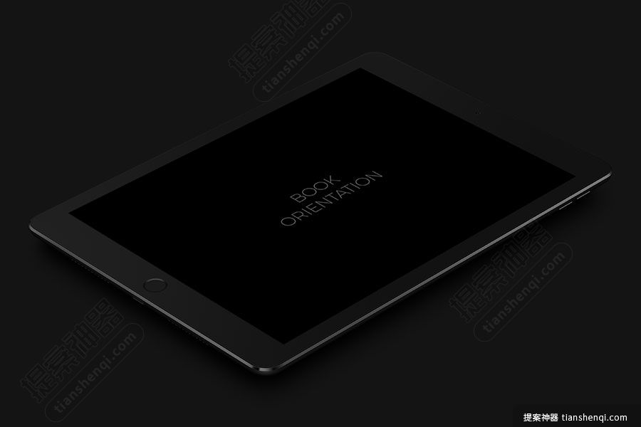 黑色背景高清平放iPad Pro屏幕细节展示样机贴图素材